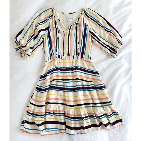 Anthropologie Lost + Wander Womens Striped Patti Puff Fit & Flare Dress Small - Picture 2 of 8